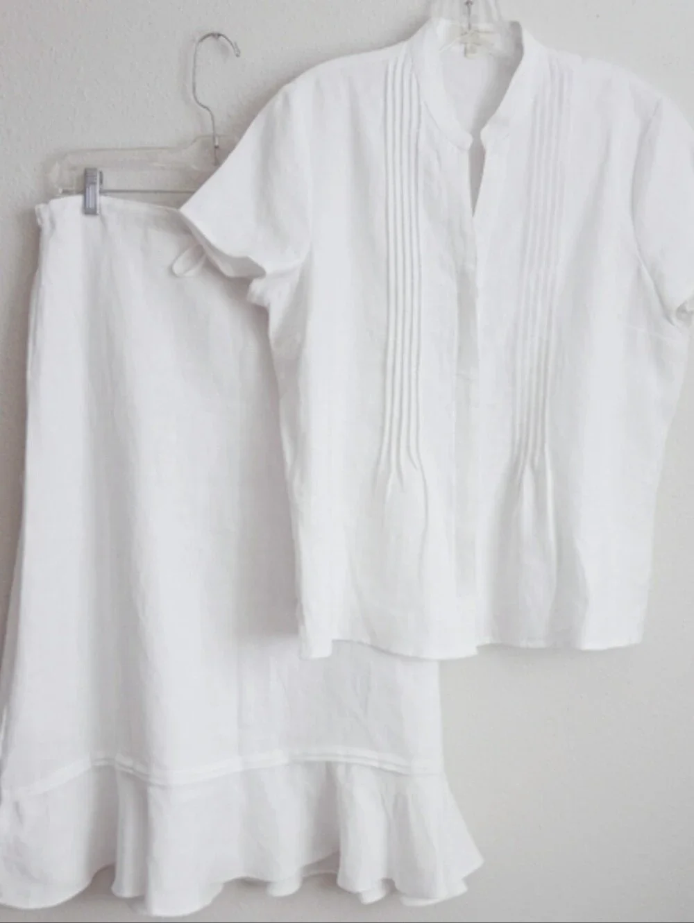 Choices White Linen Skirtset Size Petite Large Lagenlook